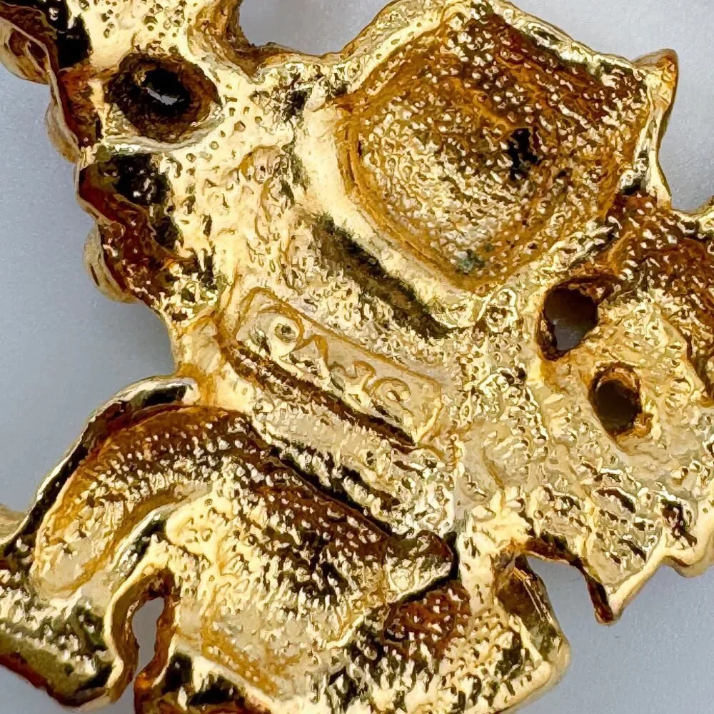 Vintage Signed AJC Cat Wreath Brooch Gold Plated Christmas Festive Feline Fun